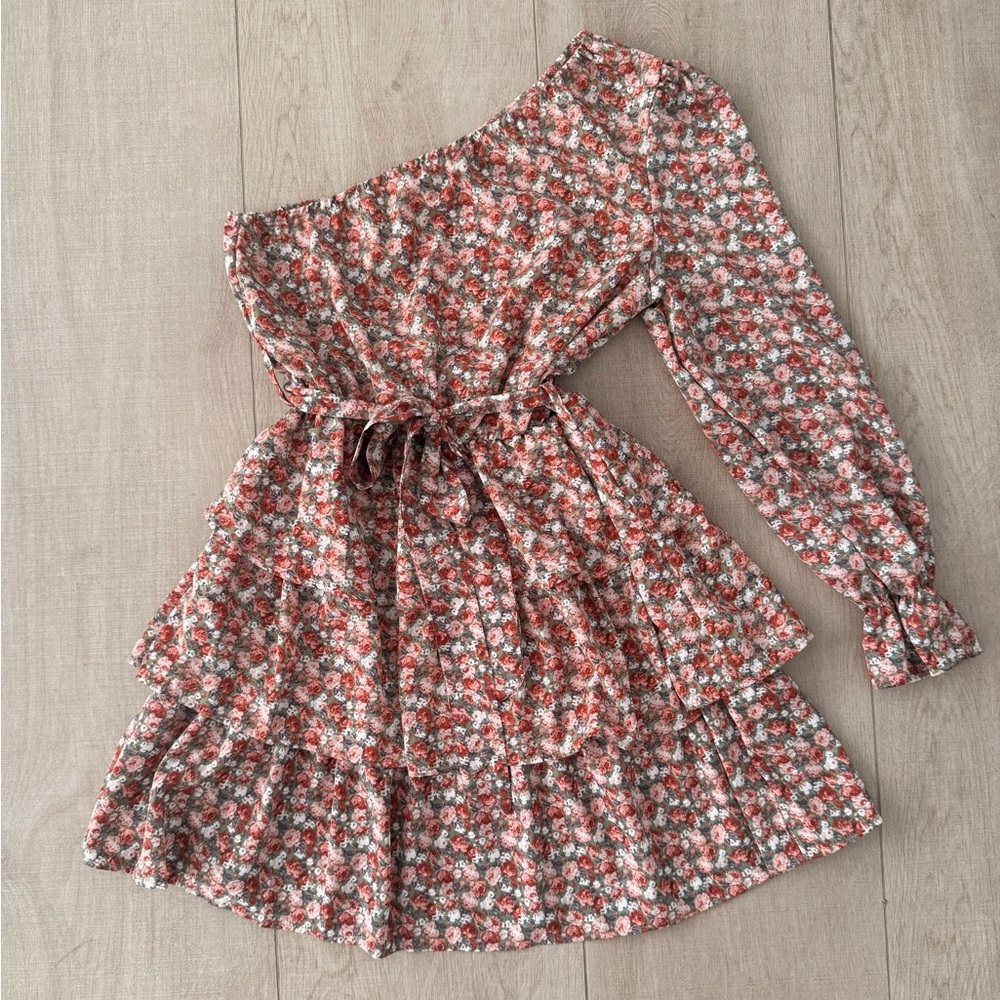 Pretty Garden Floral One-Shoulder Dress